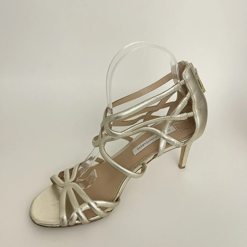 Diane von furstenberg sandal Metallic Heels ‎ Sandal 38 US8 Golden